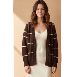 Industry Brown Plaid Buttoned Cardigan Sweater Grampa Fisherman Y2K Cozy Preppy